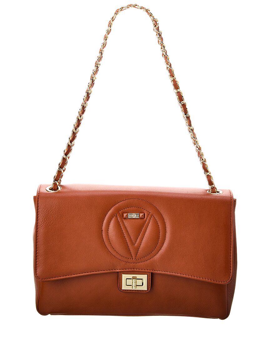 Shop Valentino By Mario Valentino Posh Signature Leather Shoulder Bag In Brown