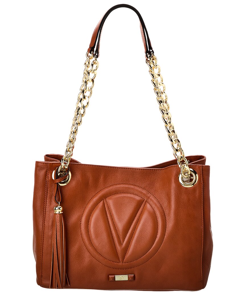 Shop Valentino By Mario Valentino Luisa Signature Leather Shoulder Bag In Brown