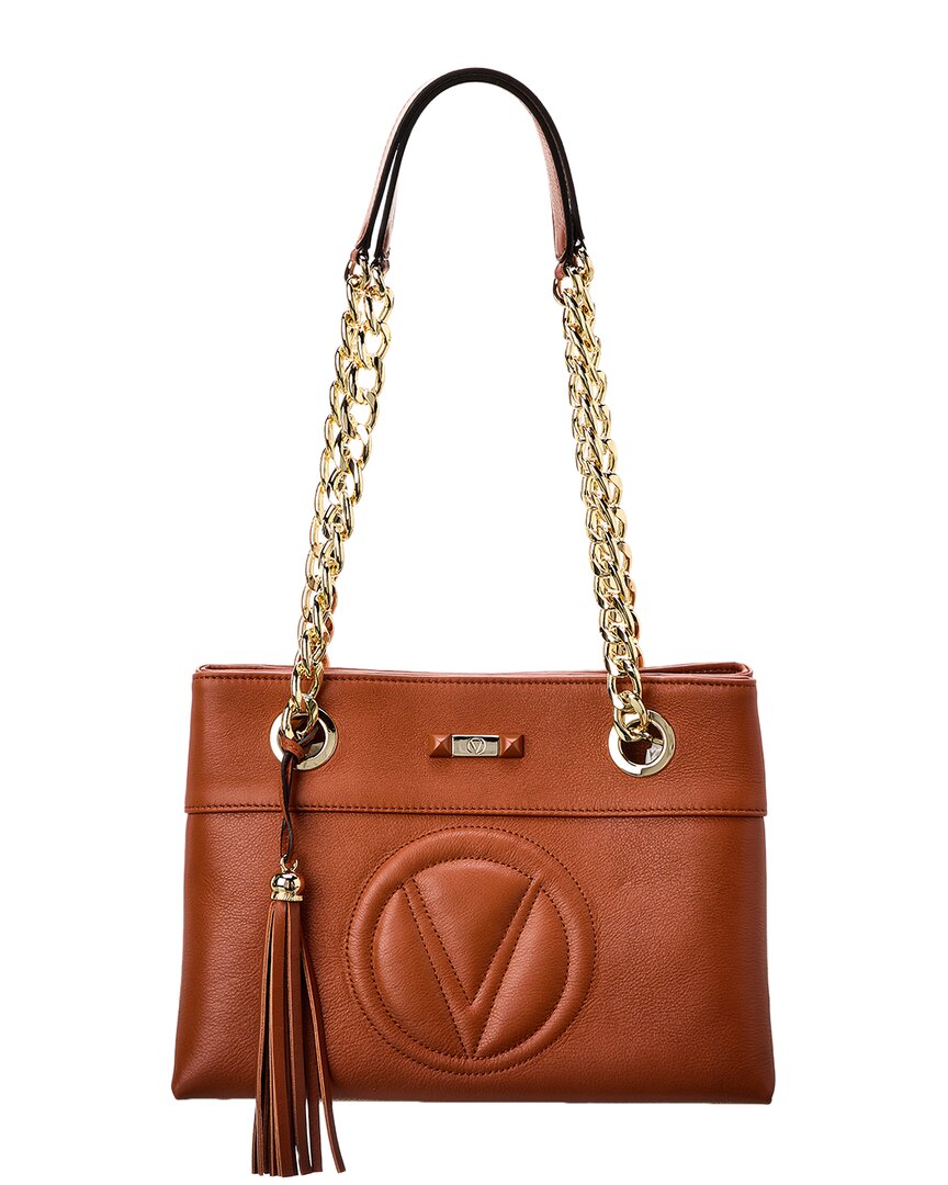 Shop Valentino By Mario Valentino Kali Signature Leather Shoulder Bag In Brown