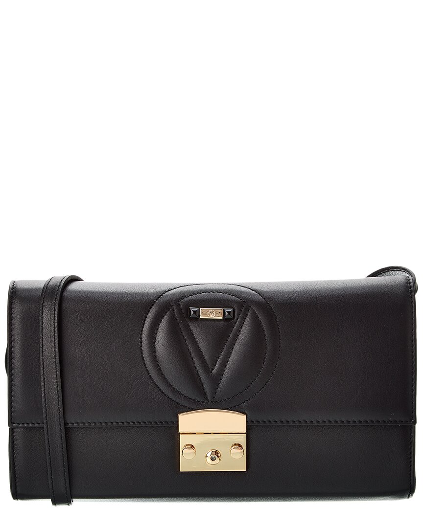 Shop Valentino By Mario Valentino Cocotte Leather Shoulder Bag In Black