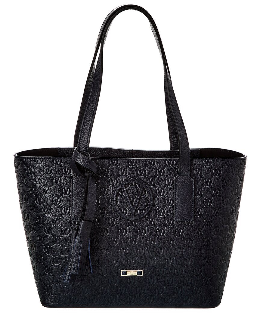Shop Valentino By Mario Valentino Prince Medallion Leather Tote In Blue