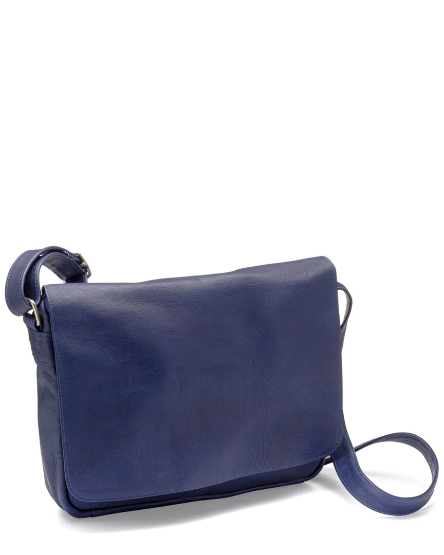 Le Donne Full Flap Leather Shoulder Bag In Blue