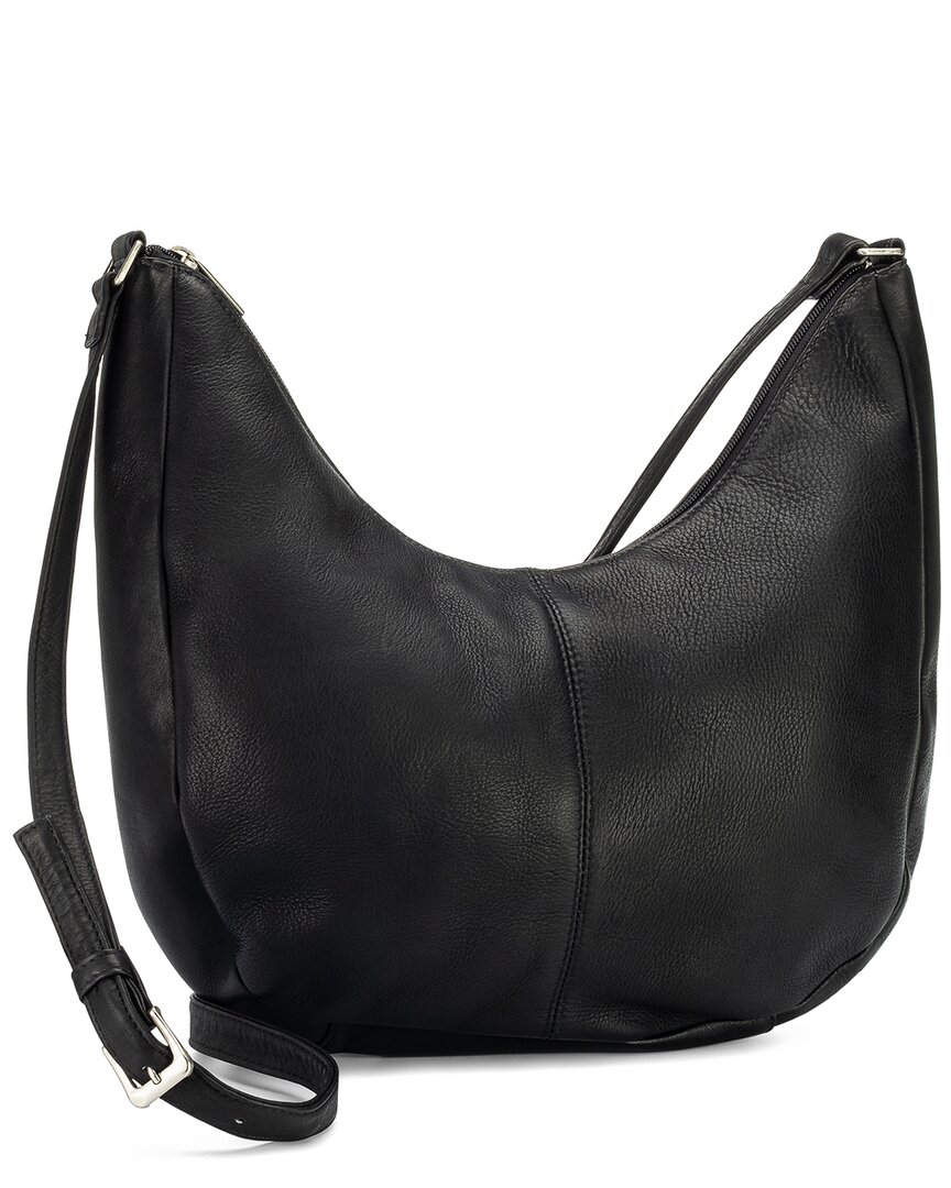 Le Donne Half Moon Leather Crossbody In Black