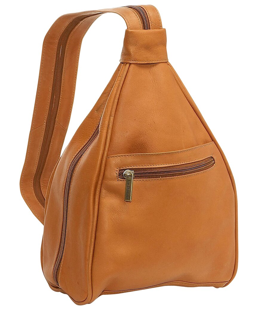 Le Donne Sling Leather Backpack In Brown
