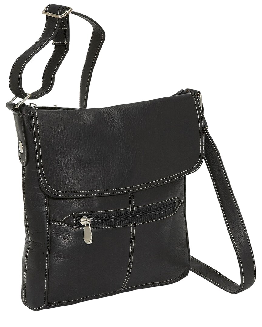 Le Donne Contrast Leather Crossbody In Black