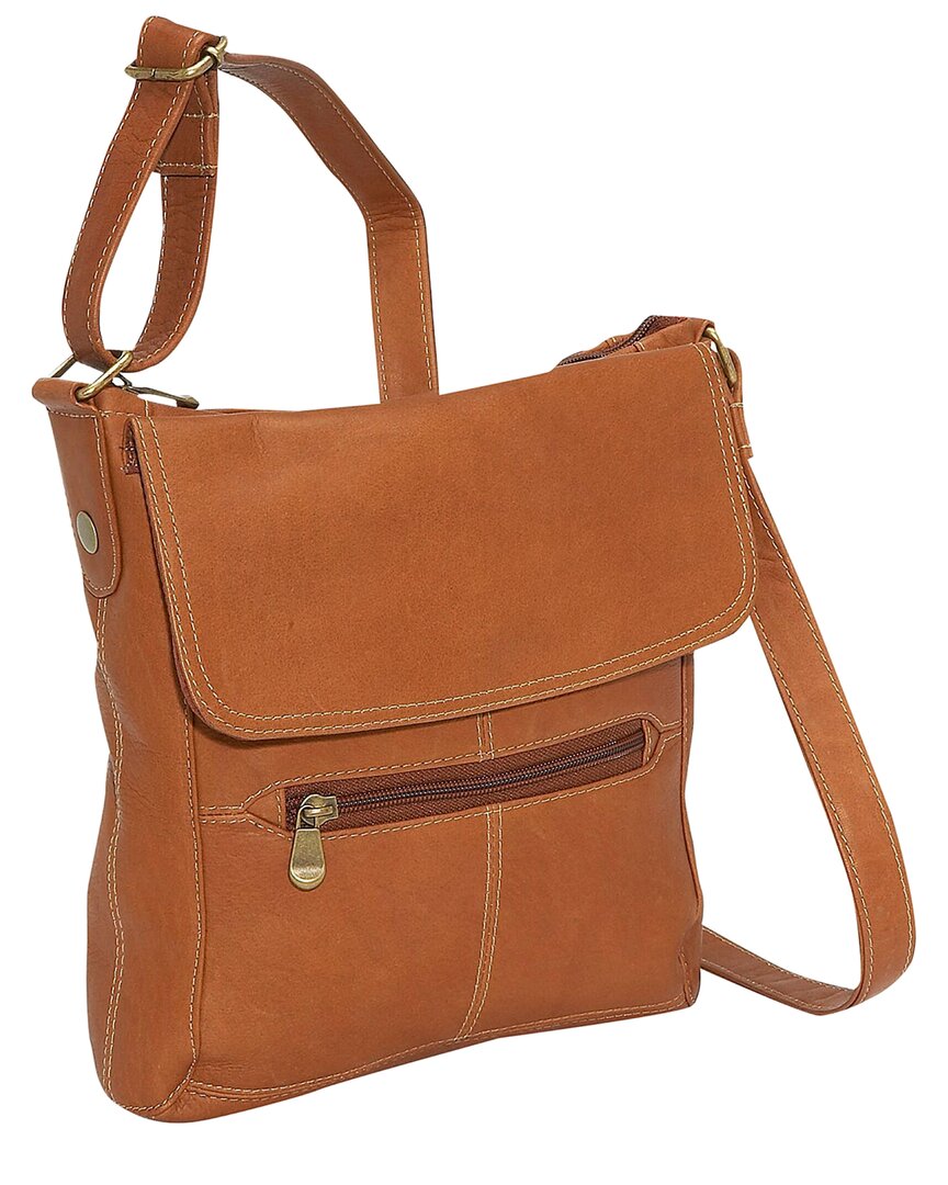 Le Donne Contrast Leather Crossbody In Brown