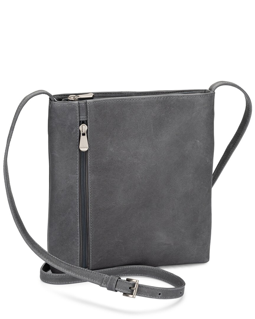 Le Donne Hannah Leather Crossbody In Grey