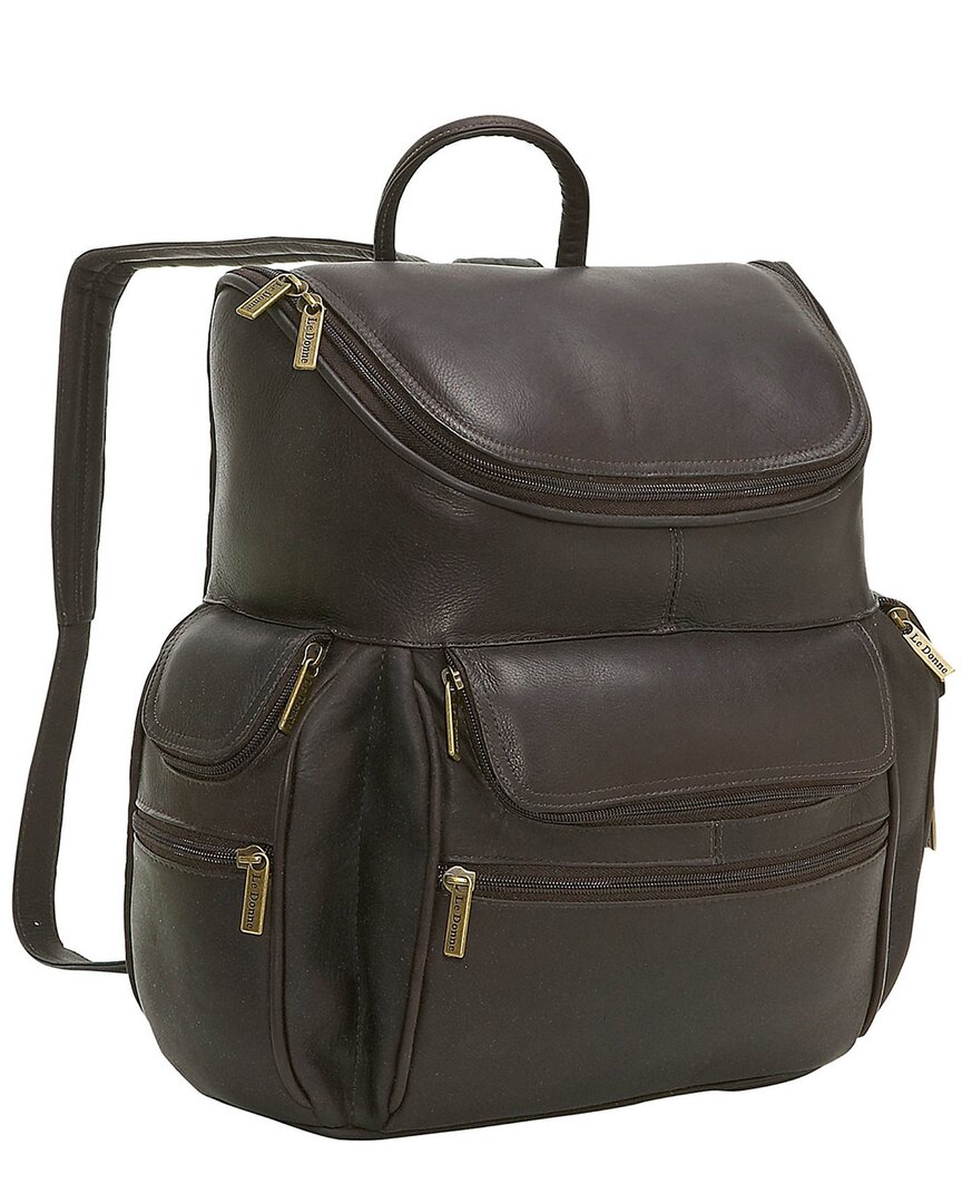 Le Donne Leather Laptop Backpack In Brown