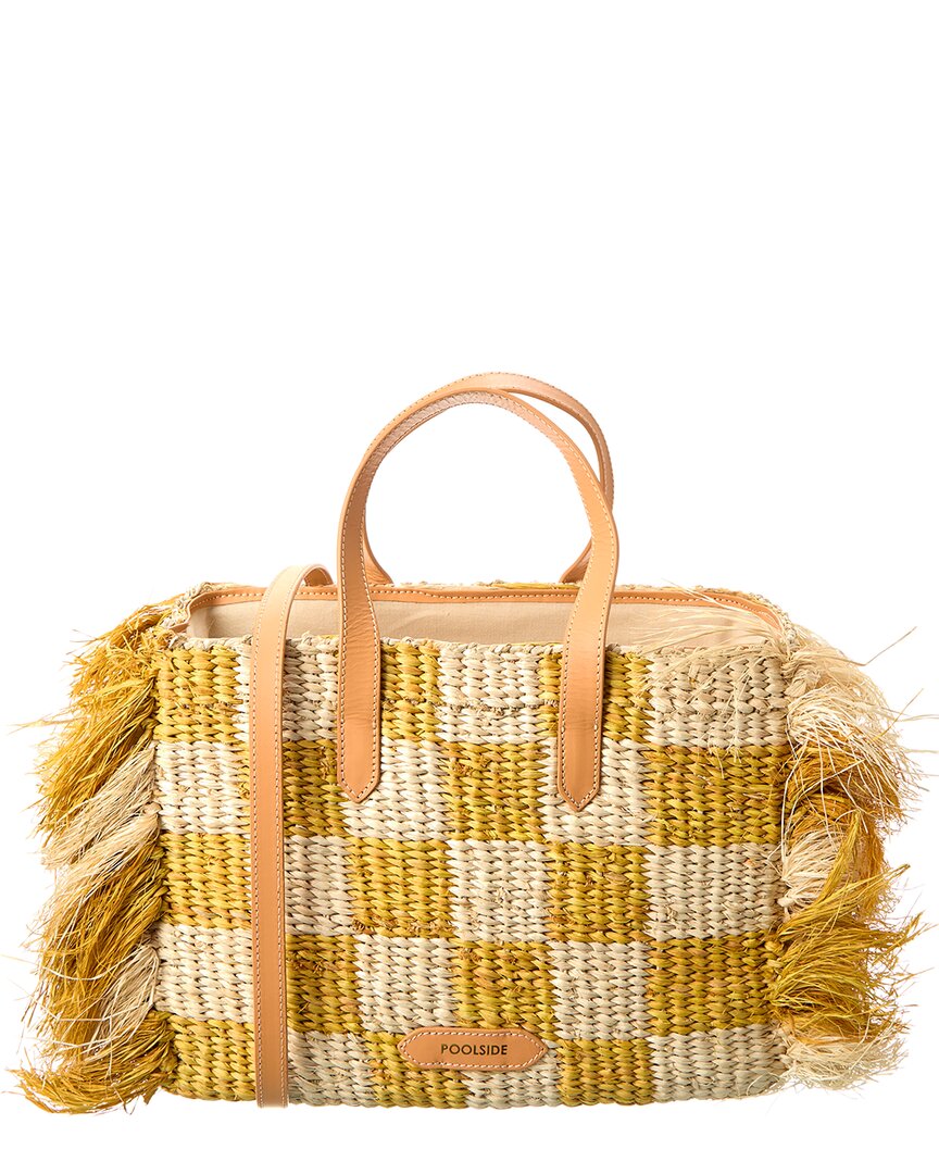 Poolside The Tropical Fringe Straw Tote In Yellow