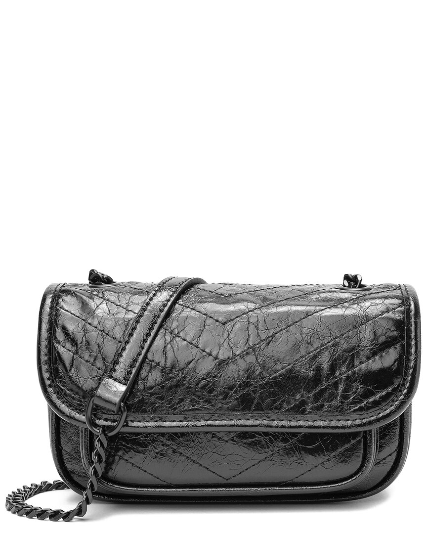 Tiffany & Fred Paris Quilted Cracked Leather Crossbody In Black