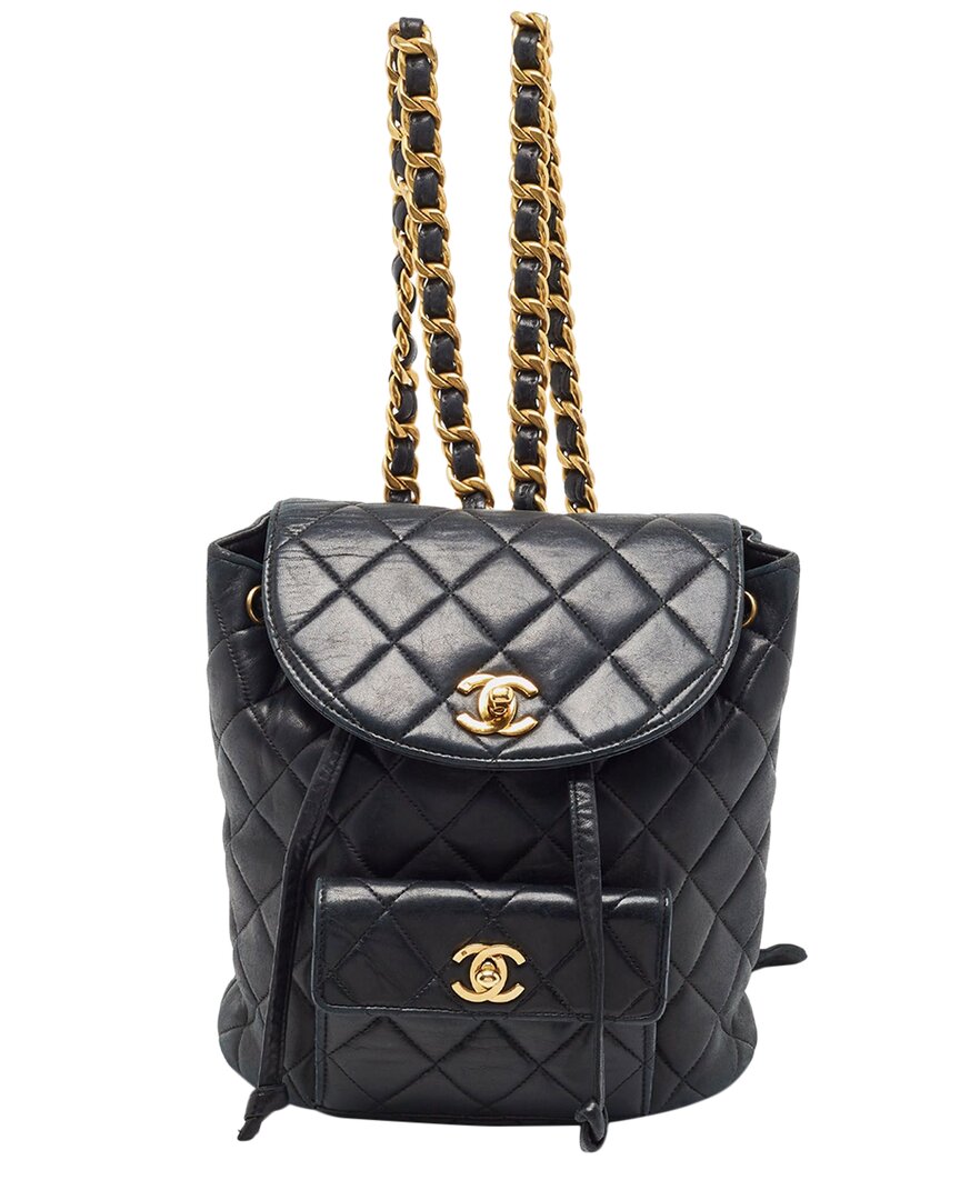 Pre-owned Chanel Black Quilted Leather Duma Backpack (authentic )