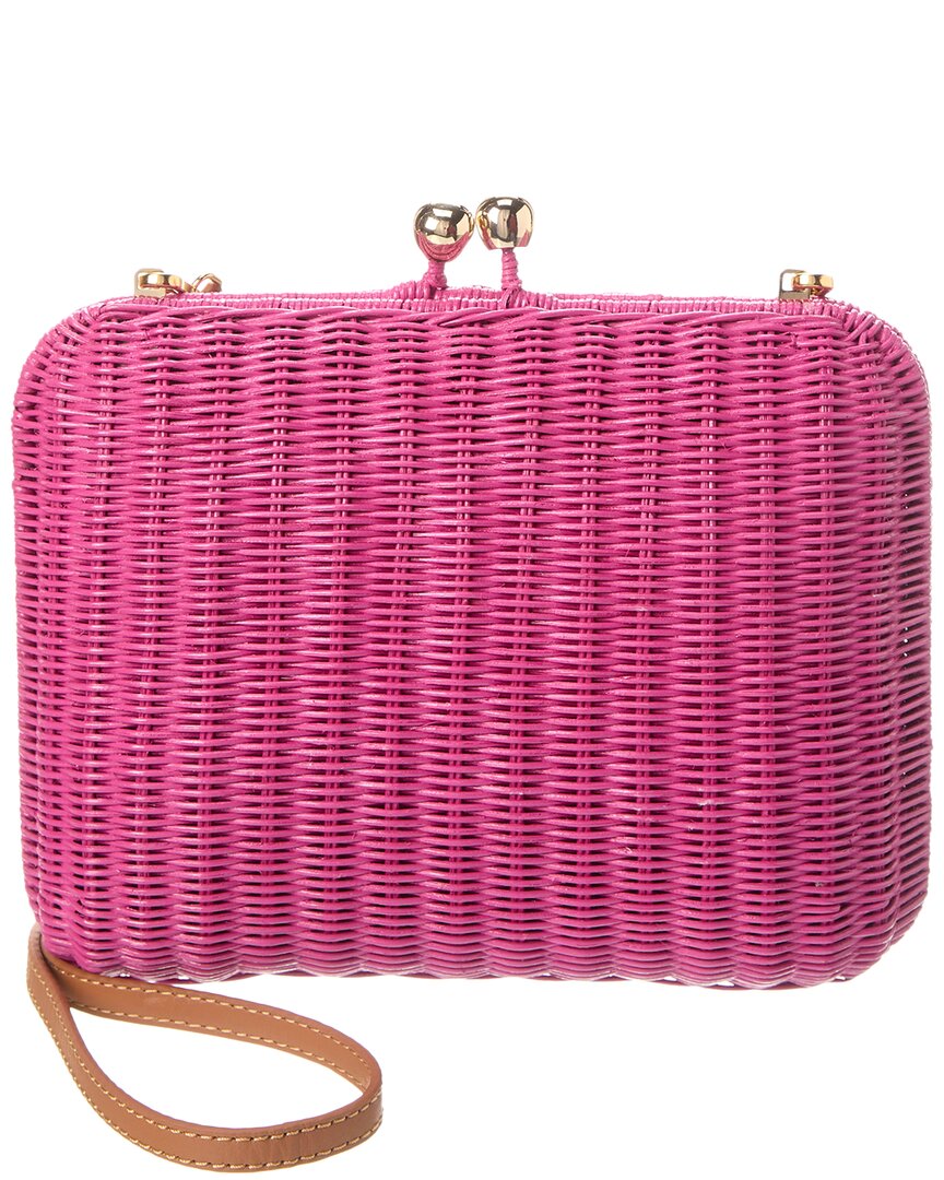 Shop Serpui Giulia Wicker Shoulder Bag In Pink