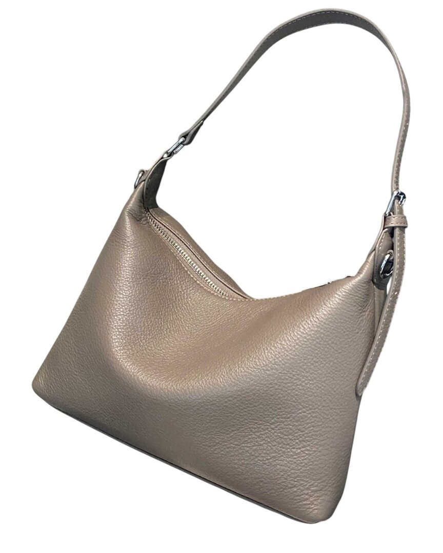 Bella Desert Leather Shoulder Bag In Gray