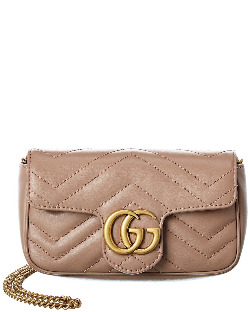 Gucci Gg Marmont Super Mini Matelasse Leather Shoulder Bag In Brown