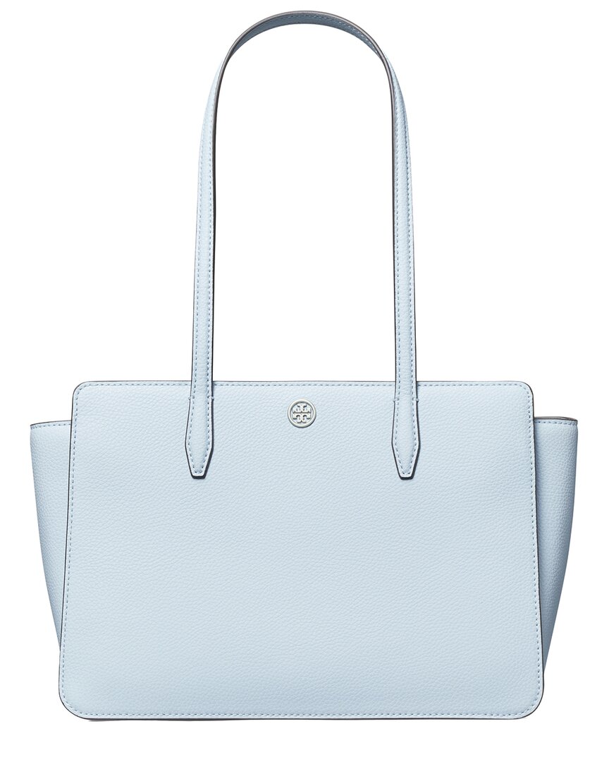 Shop Tory Burch Robinson Pebbled Small Leather Tote In Blue