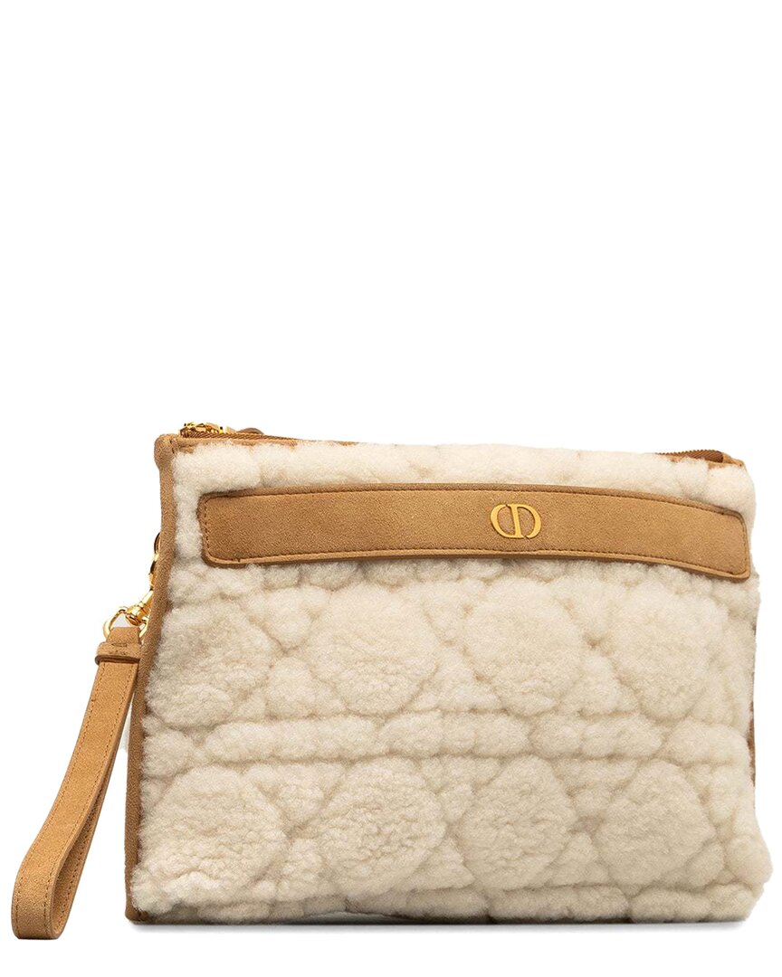 Dior Brown Shearling Large Caro Pouch (authentic Pre-loved)
