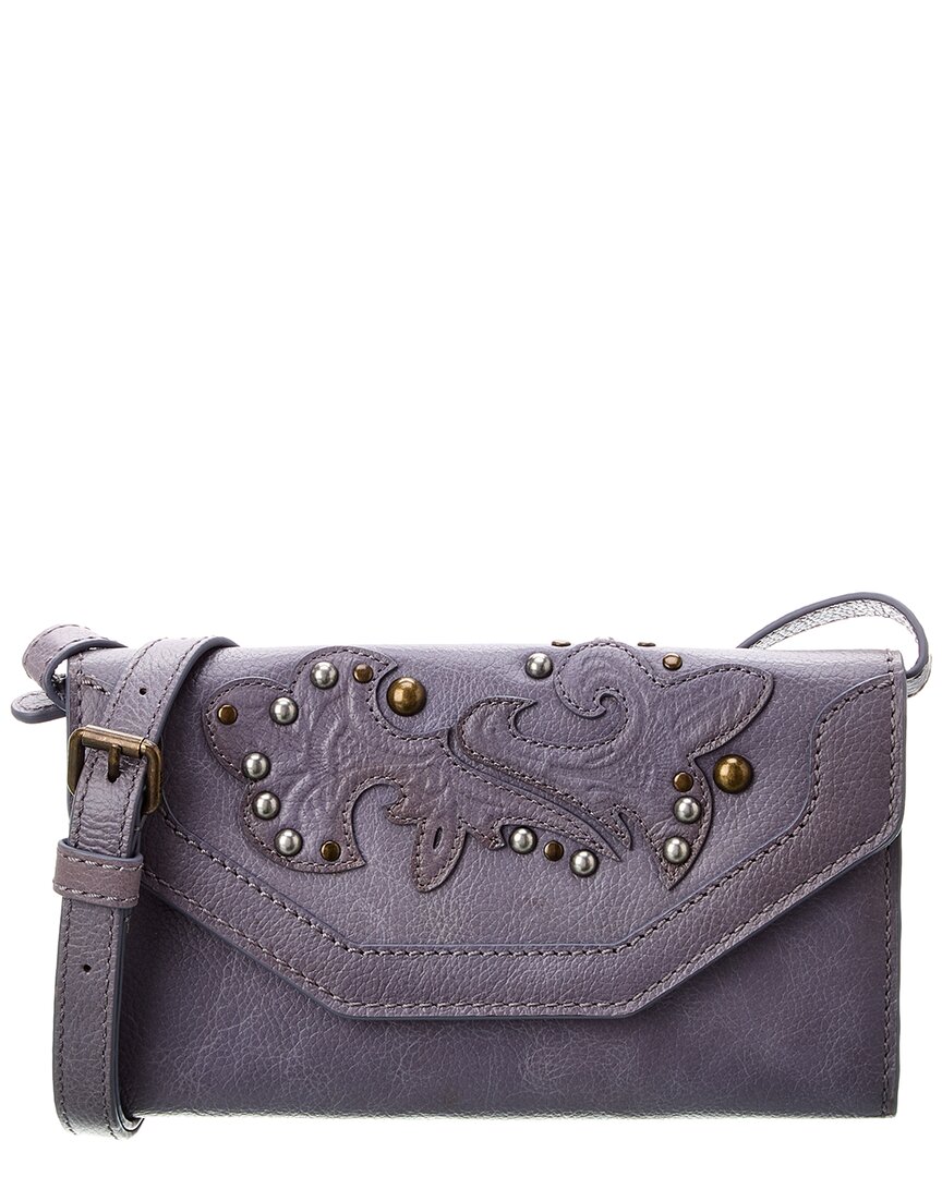 Frye Montana Leather Wallet Crossbody In Purple