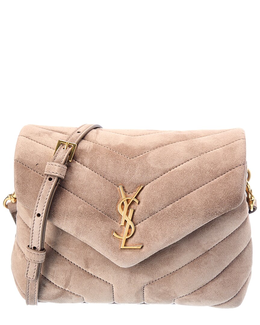 Saint Laurent Loulou Toy Suede & Leather Shoulder Bag In Brown
