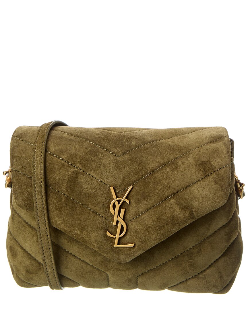 Saint Laurent Loulou Toy Suede & Leather Shoulder Bag In Green