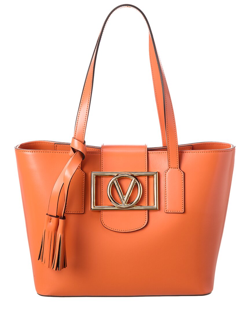 Shop Valentino By Mario Valentino Delphine Leather Tote In Orange