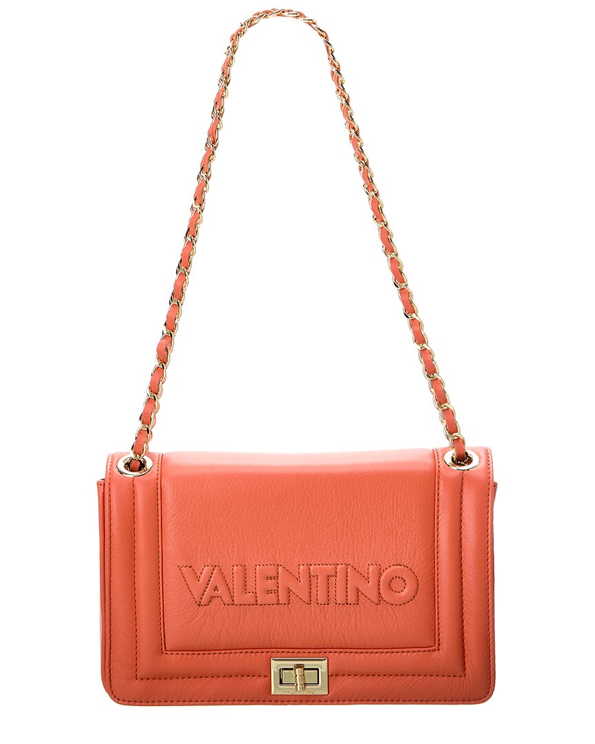 Shop Valentino By Mario Valentino Alice Embossed Leather Shoulder Bag In Orange