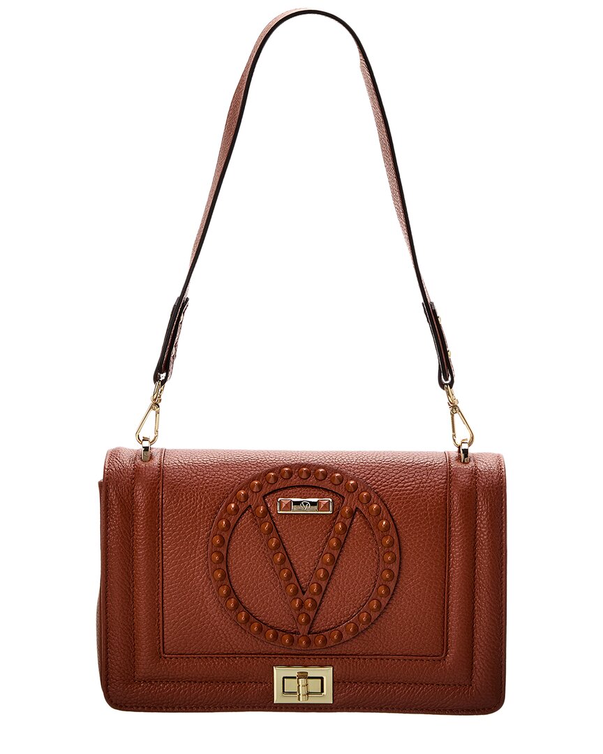 Shop Valentino By Mario Valentino Alice Rock Leather Shoulder Bag In Brown