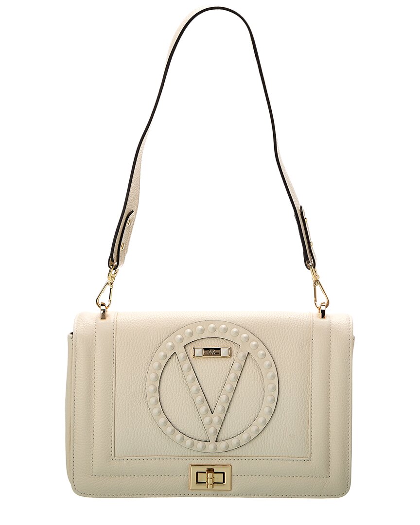 Shop Valentino By Mario Valentino Alice Rock Leather Shoulder Bag In White