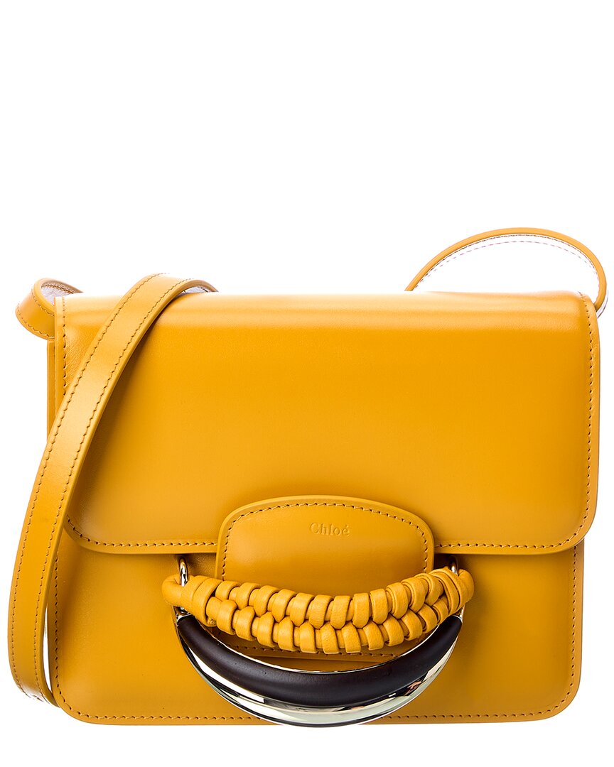 Shop Chloé Kattie Leather Shoulder Bag In Yellow