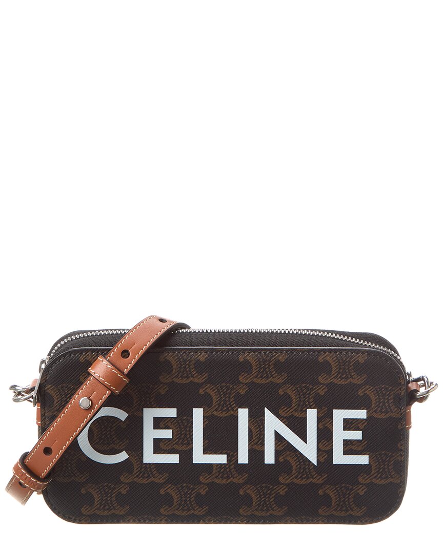 Celine Coated Canvas & Leather Horizontal Pouch