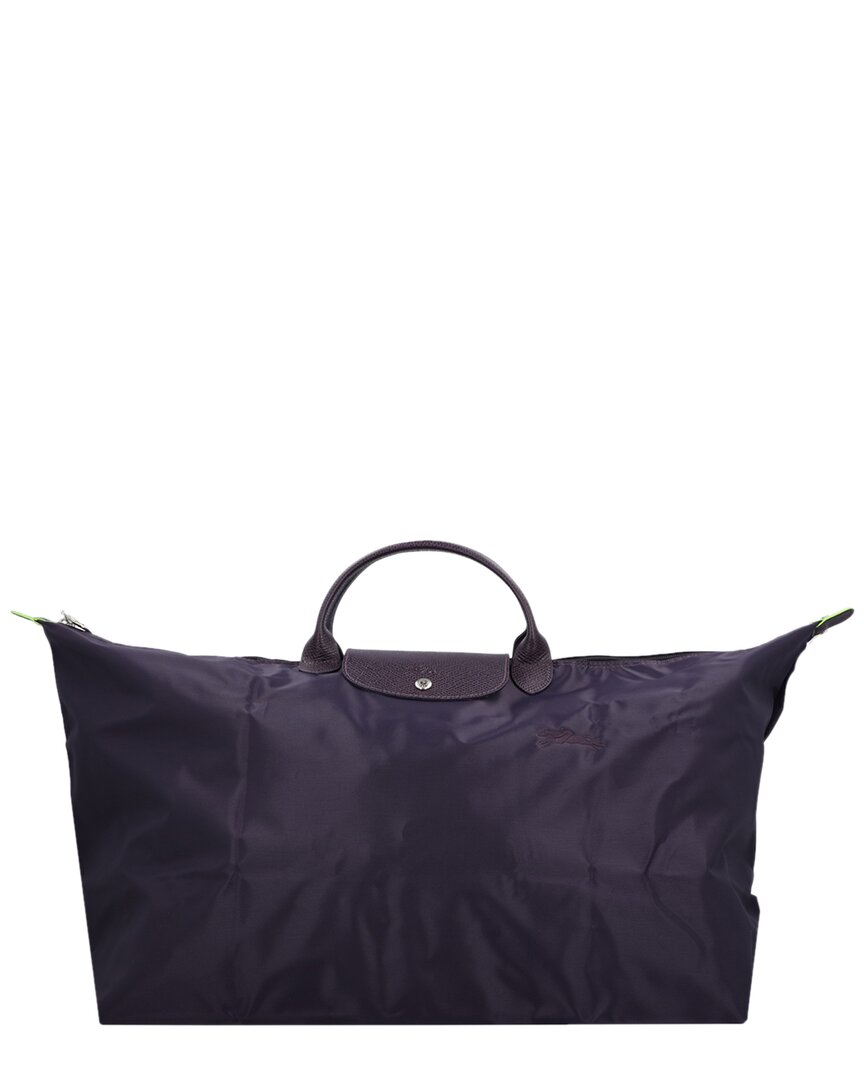 Shop Longchamp Le Pliage Medium Canvas & Leather Travel Bag In Purple