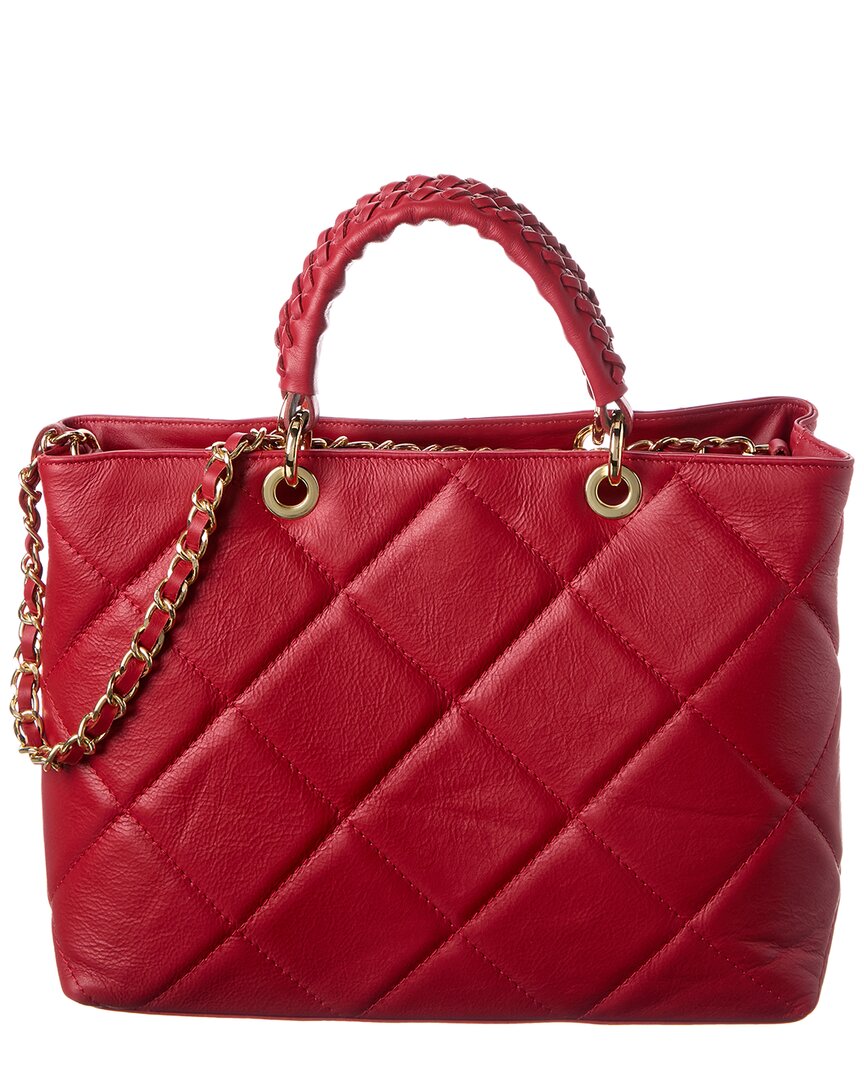 Isabella Rossetti Lucie Quilted Leather Tote In Red