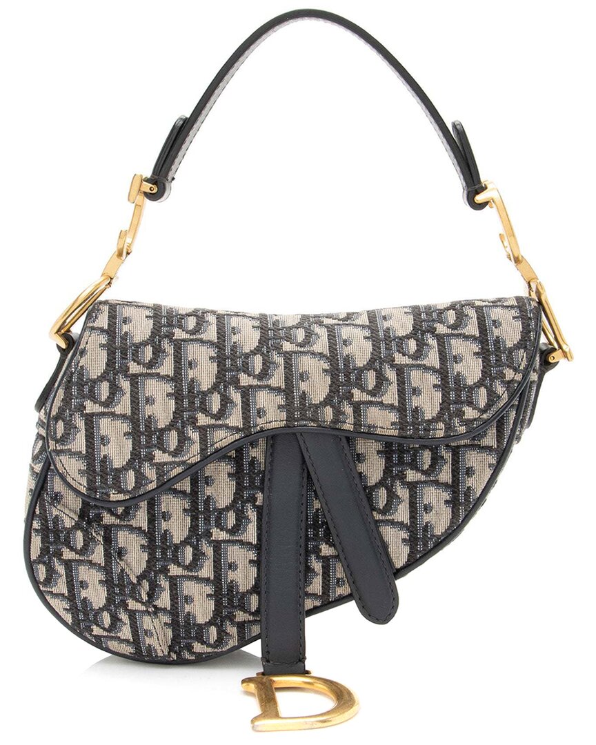 Dior Blue Leather Oblique Saddle Mini Bag (authentic Pre-loved)