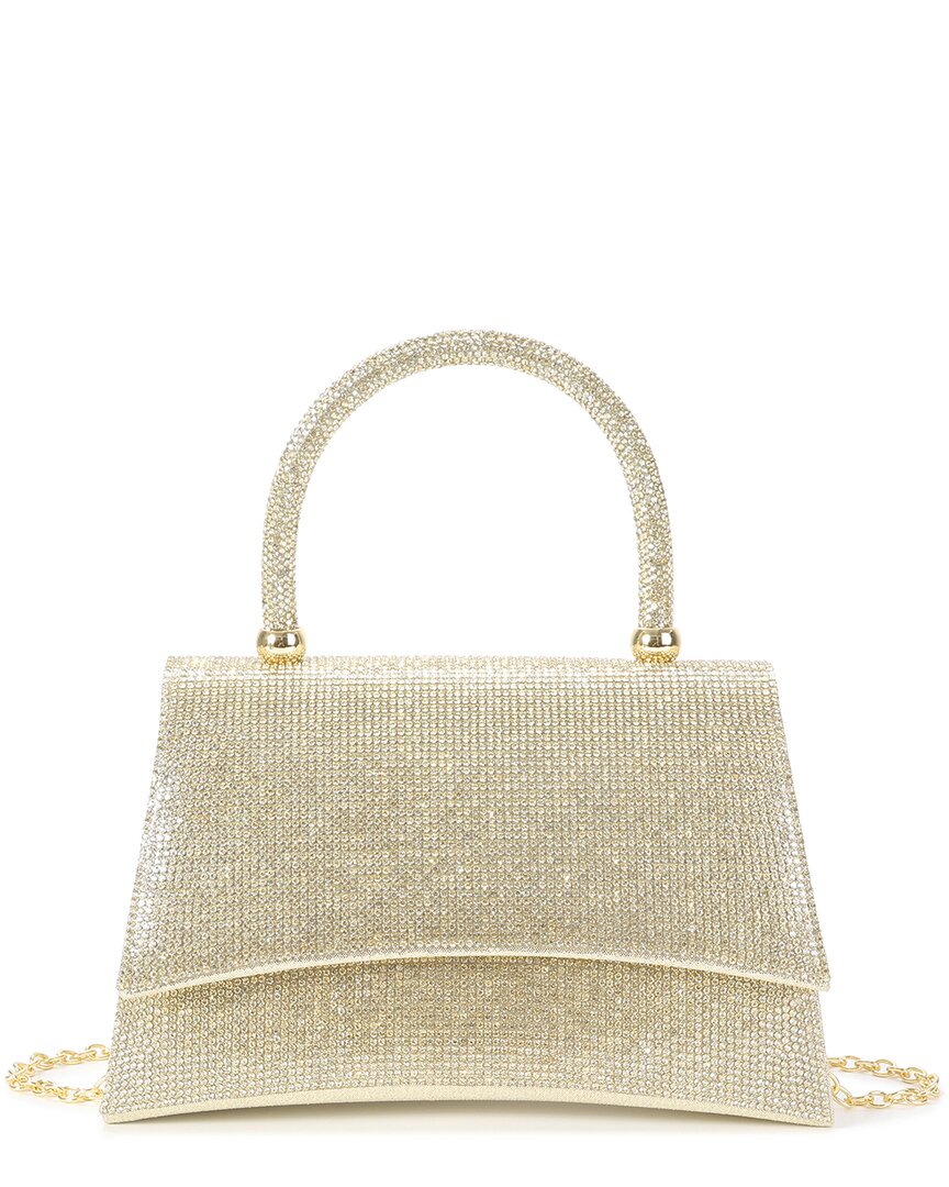Tiffany & Fred Paris Crystal-embellished Leather Evening Satchel In Gold