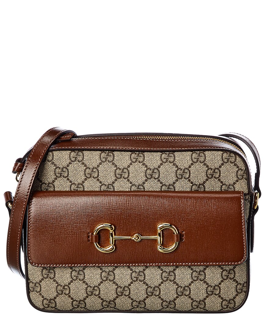 Shop Gucci Horsebit 1955 Small Gg Supreme Canvas & Leather Shoulder Bag