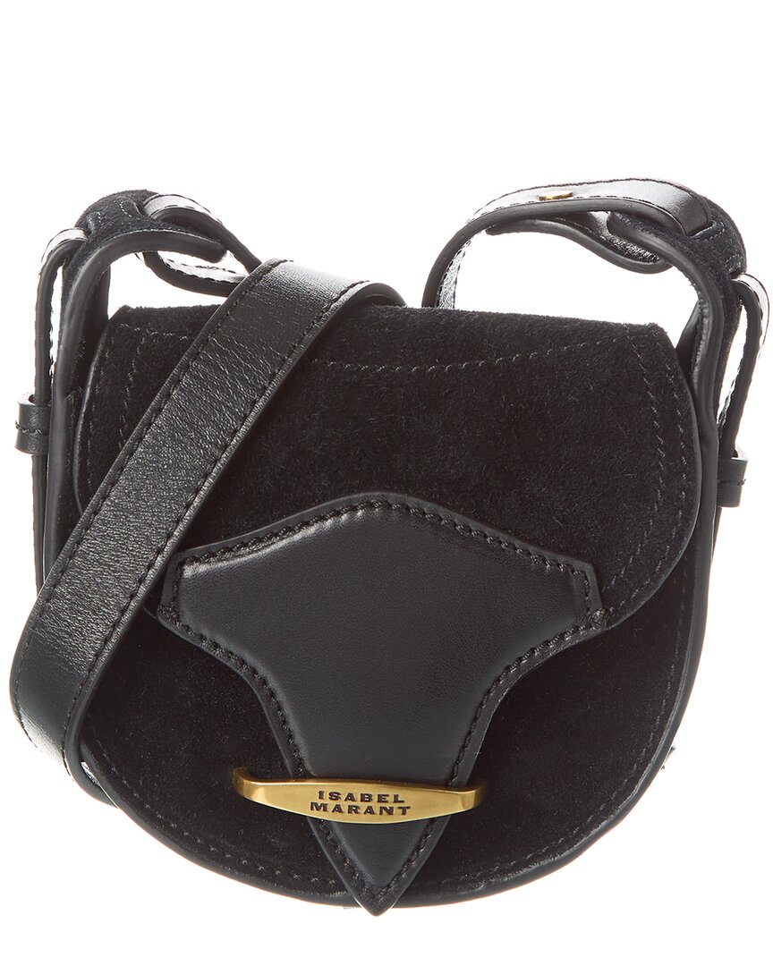 Isabel Marant Botsy Mini Suede & Leather Shoulder Bag In Black