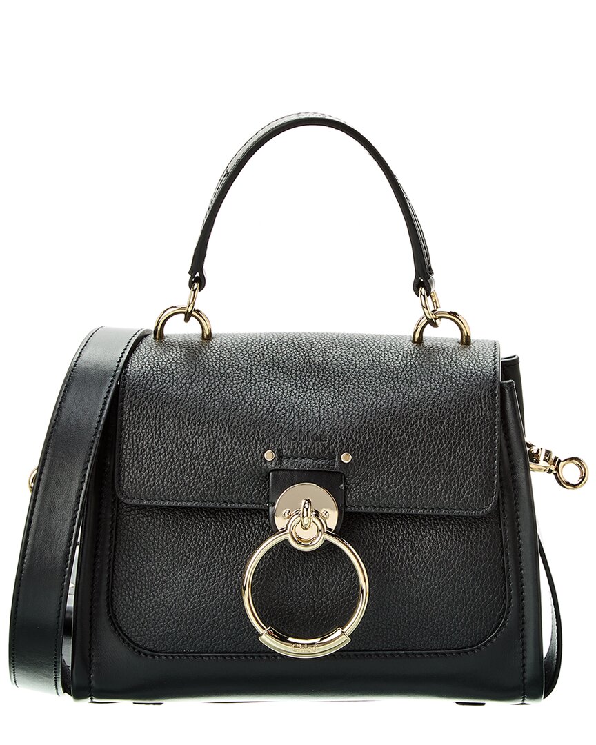 Shop Chloé Tess Day Mini Leather Shoulder Bag In Black