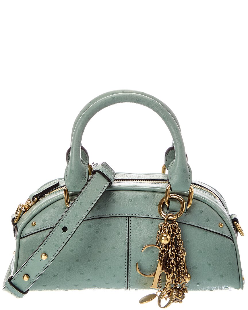 Chloé Small Leather Bowling Bag In Green