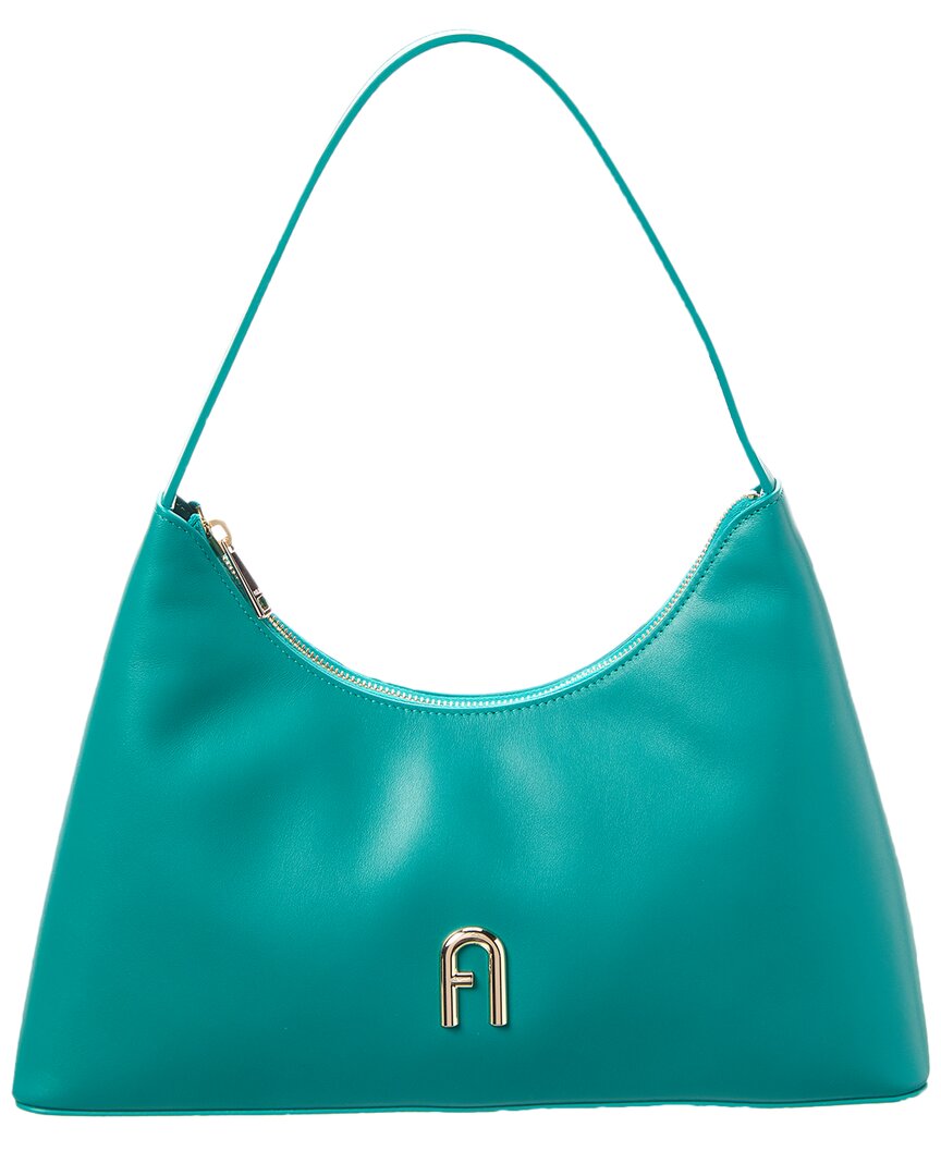 Furla Curved Top Handle Structured Shape Shoulder Bag In Green