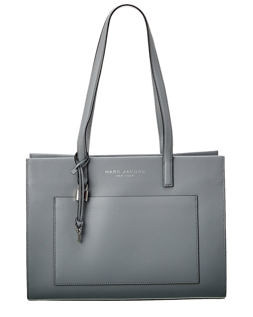 Shop Marc Jacobs Work Leather Tote In Grey