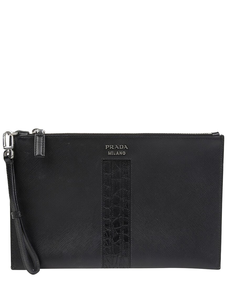 Prada Black Calfskin Strap Pouch