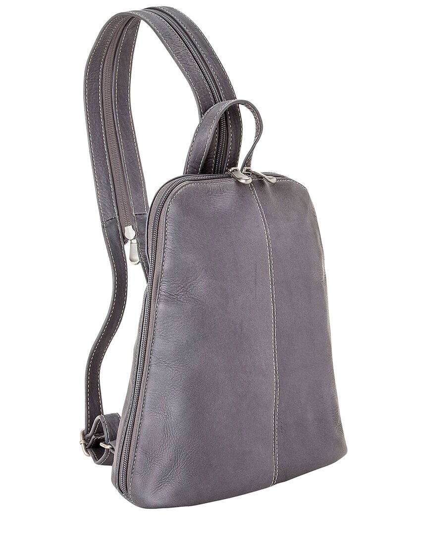 Shop Le Donne U-zip Bag Leather Sling/backpack In Grey