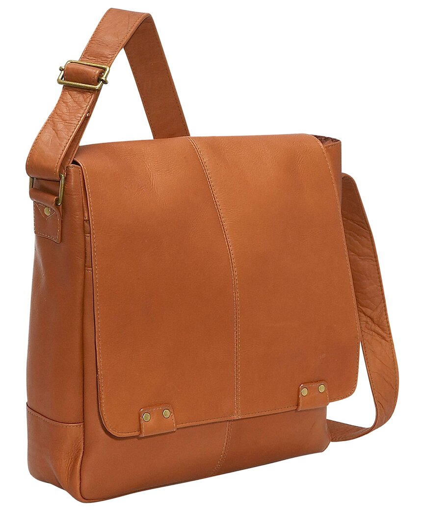 Shop Le Donne Rivet Leather Laptop Messenger Bag In Brown