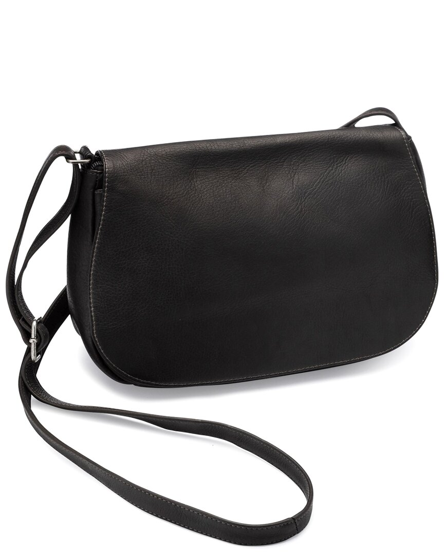 Shop Le Donne Eudora Flap-over Leather Crossbody In Black