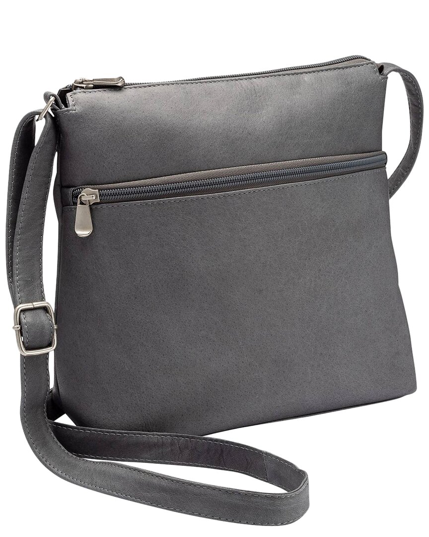 Shop Le Donne Ash Ridge Leather Crossbody In Grey