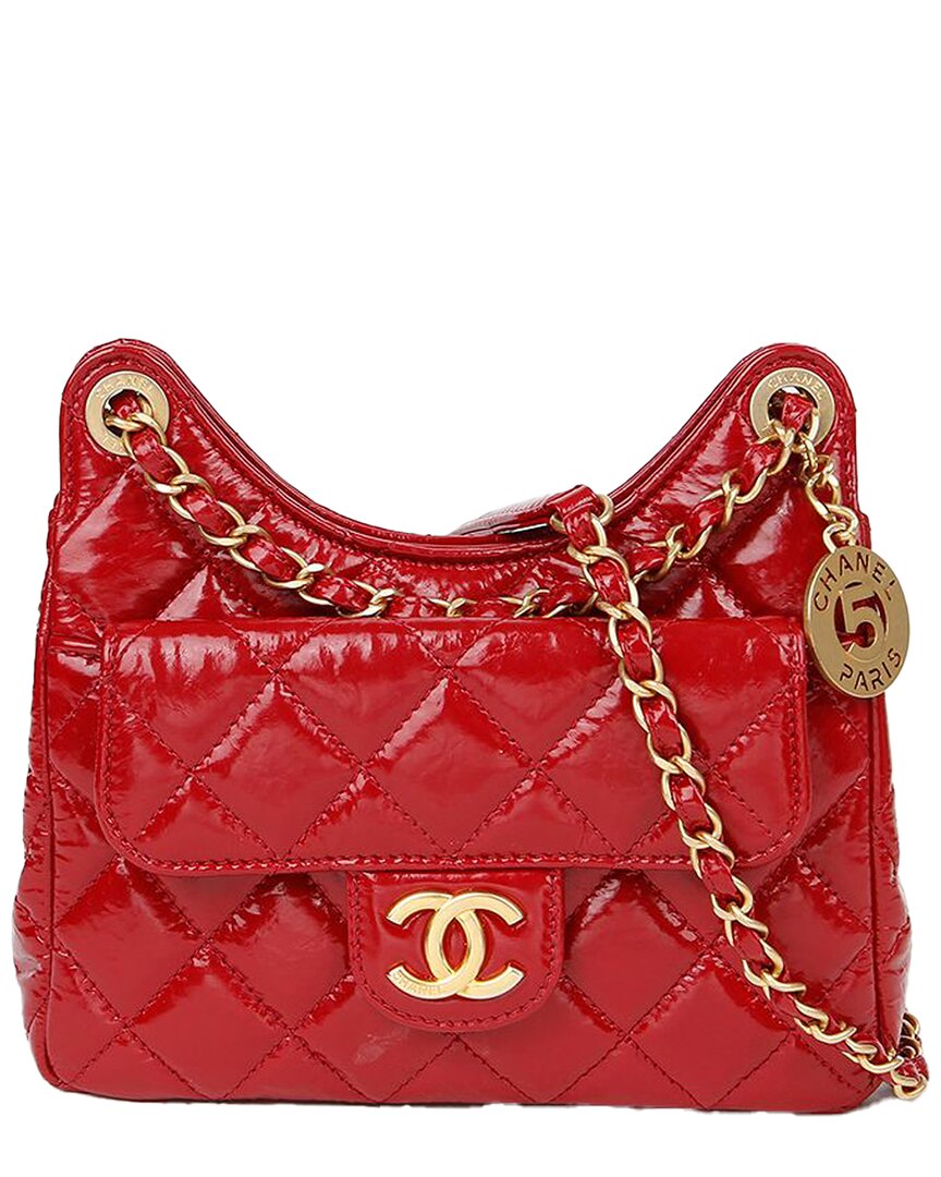 Chanel Red Calfskin Pocket Chain Hobo Small Shoulder Bag (authentic Pre-loved)