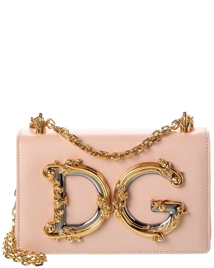 Dolce & Gabbana Baroque Small Leather Crossbody Bag In Pink