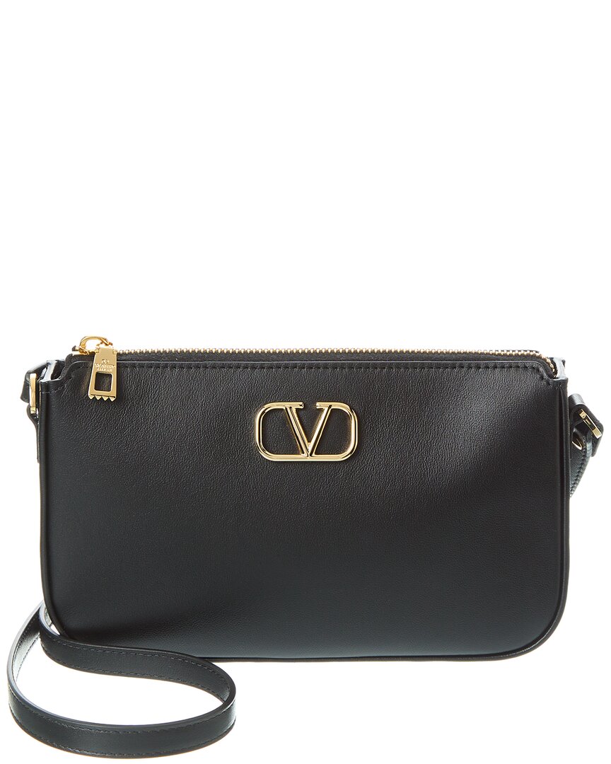 Shop Valentino Vlogo Signature Mini Leather Crossbody In Black