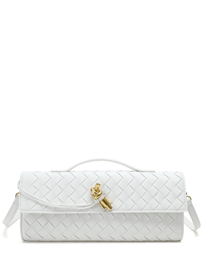 Shop Tiffany & Fred Paris Woven Leather Clutch In White