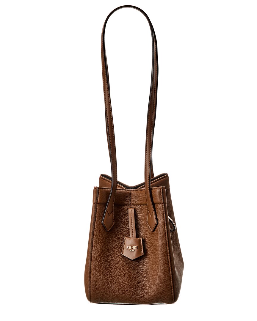Shop Fendi Origami Mini Leather Shoulder Bag In Brown