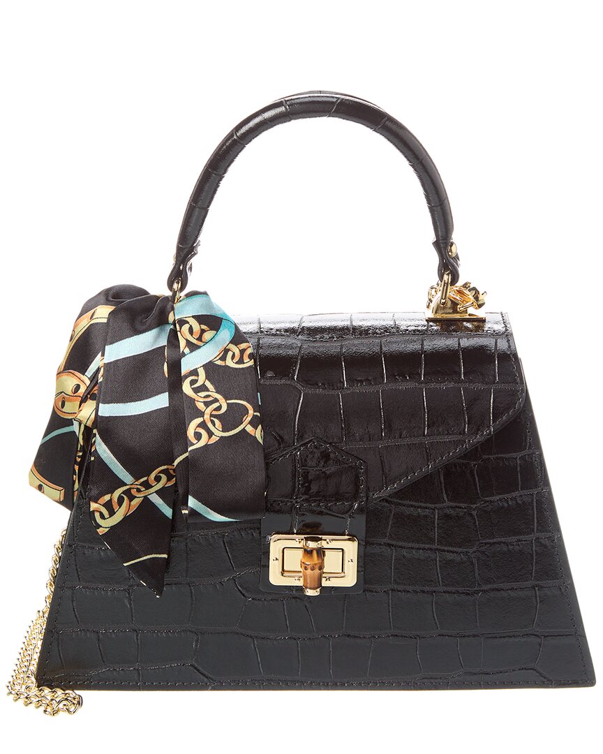 Persaman New York Marta Croc-embossed Leather Satchel
